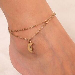 *ANTONINA* Gold Moon Layered Fashion Anklet
